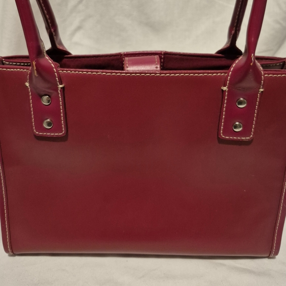 Vintage Wilsons Leather Satchel Handbag Purse Red - Picture 2 of 9